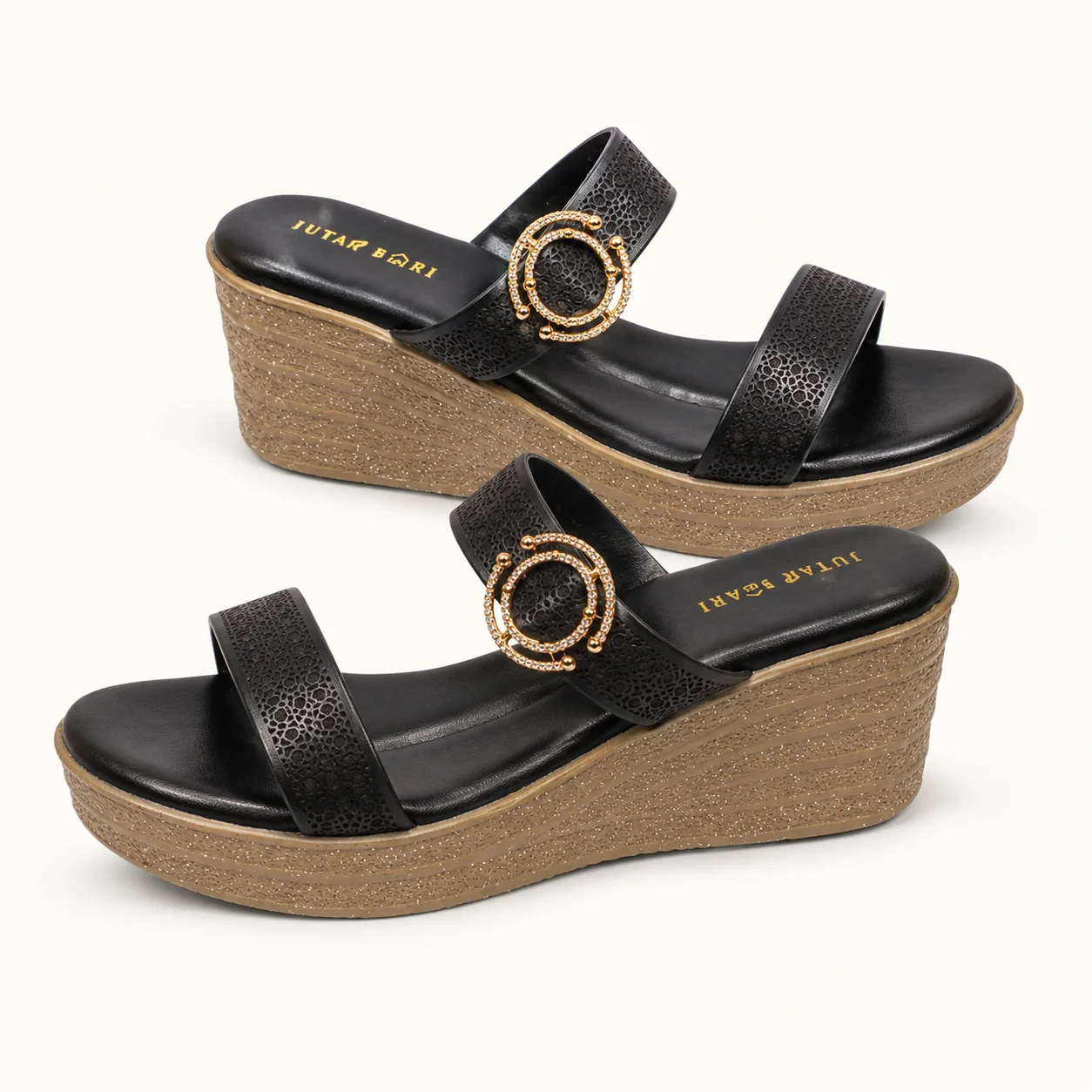 WEDGE SANDALS WITH GOLD RING DETAIL - view 9